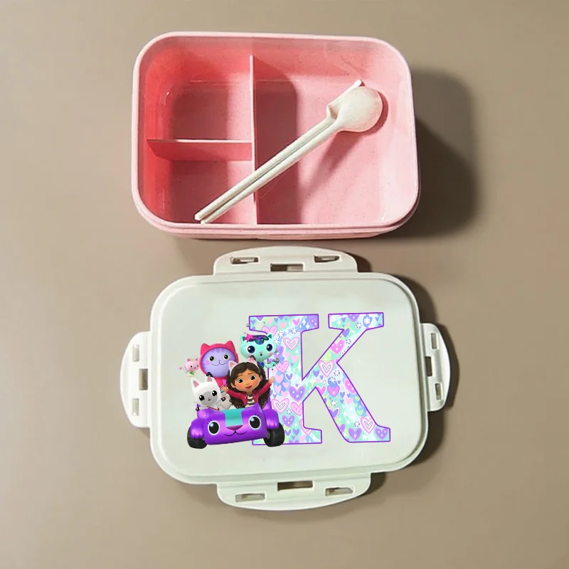 Gabby Dollhouse Ragazze Cartoon Scatole per il pranzo Studente Plastica Anime Scatole Bento portatili Scatola per il pranzo isolata Compleanno per bambini Regalo carino