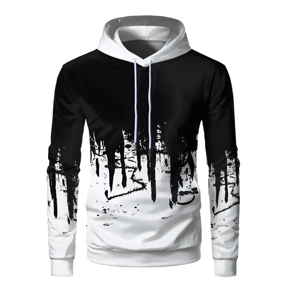 2024 Fall/Winter Men's Hoodie Fashion Casual Sports Hoodie Retro Trend 3D Digital Print long Sleeve Top loose Streetwear