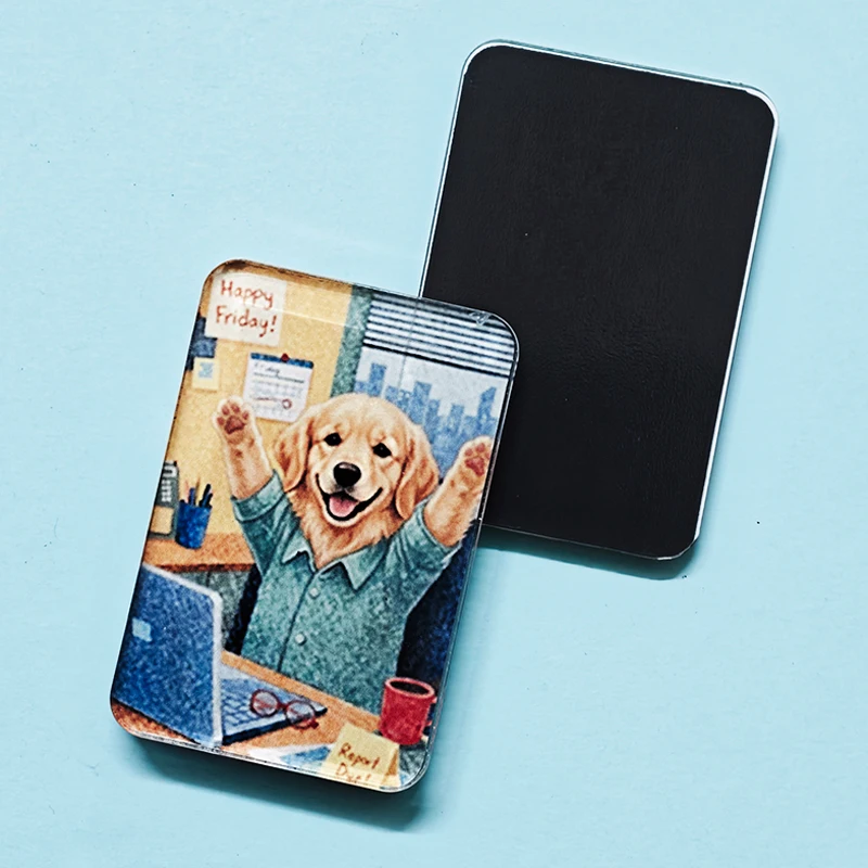 Dog Lover Gift Weekly Fridge Magnets Acrylic Funny Puppy Mood Refrigerator Magnet Retro Vintage Poodle Cute Gift for Dog Mom Dad