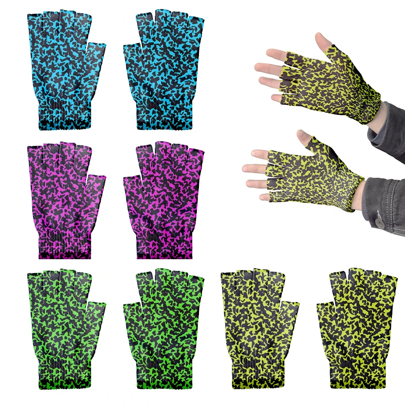 New Fashion Half Gloves Women 3D Print Camouflage Pattern Novelty Warm Gloves Outdoor Cycling Shopping Gloves Suitable For Unise