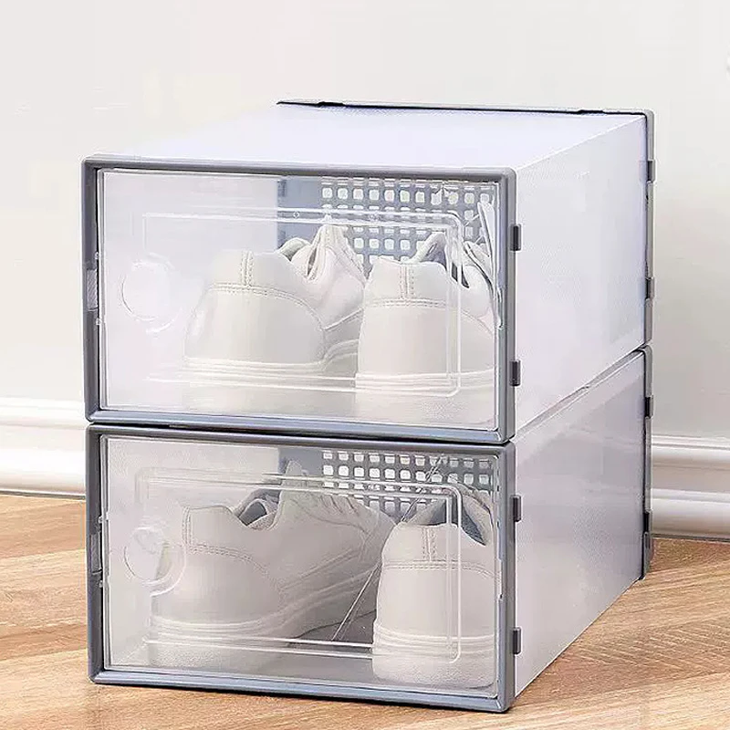 1/12pcs Transparent Plastic Home Drawer Style Shoe Storage Box Dormitory Shoe Cabinet Dustproof And Moisture-proof