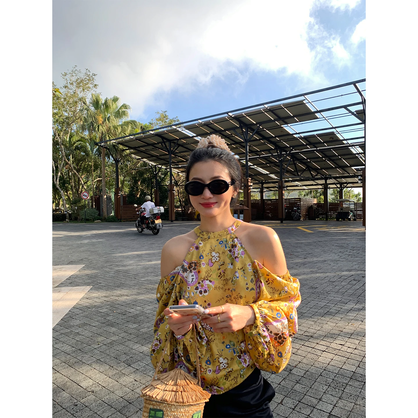 

Женская повседневная свободная блузка с длинным рукавом, охлаждающая, с цветочным принтом, из полиэстера, весна 2026, новинка