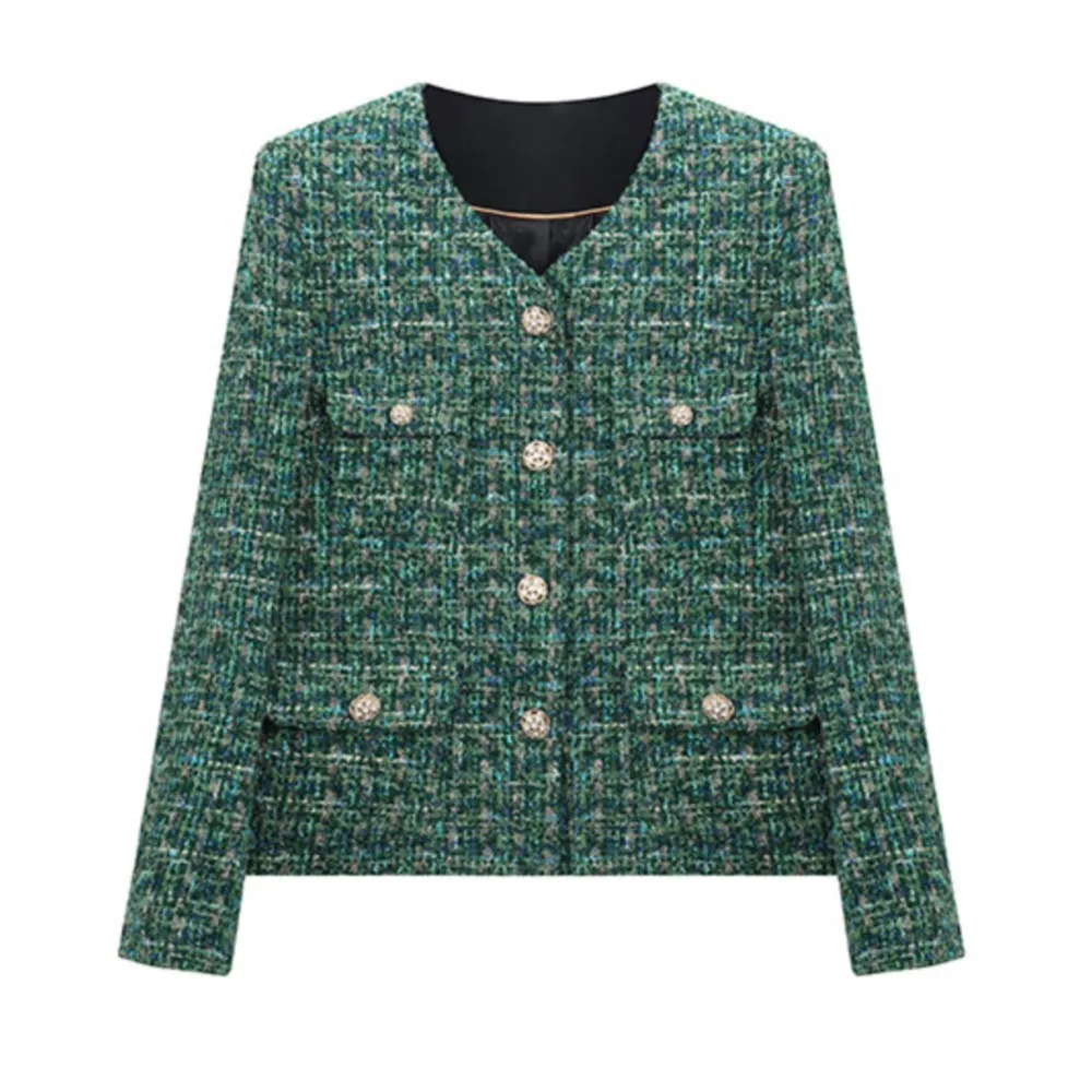 

Green little fragrance jacket new fall tweed top for a socialite