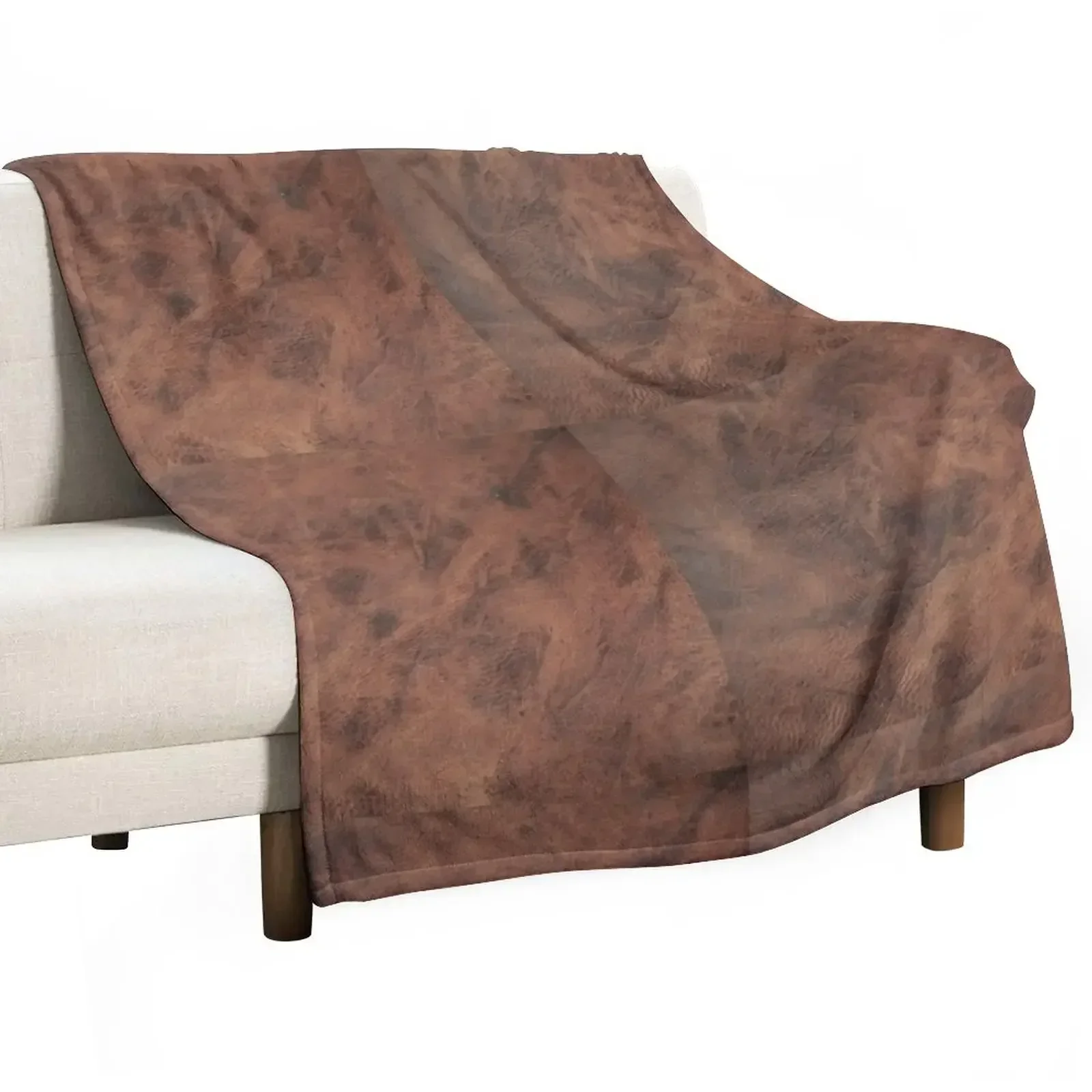 Tan Brown Old Leather | Ethical Cowhide and Skin Throw Blanket Stuffeds Cute Bed Thermal Blankets