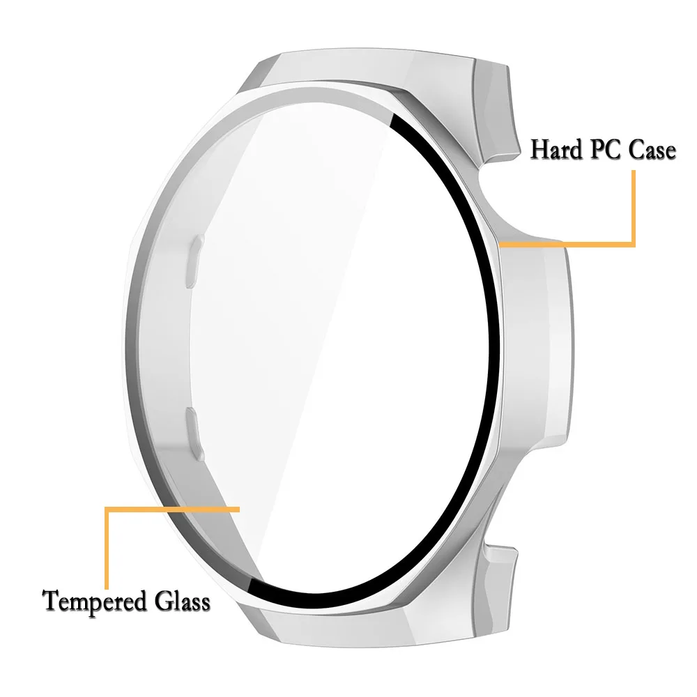 화웨이 워치 GT 5pro 용 시계 케이스, PC 보호 쉘, 강화 유리 필름 포함, 2 인 1 시계 커버 액세서리, 46mm