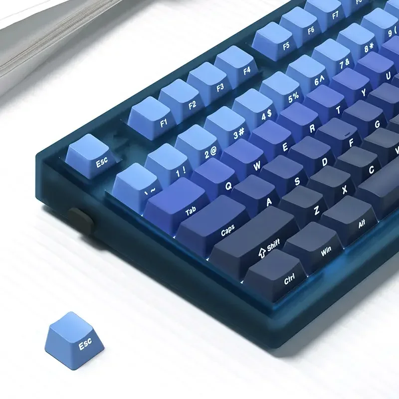 

136 Keys Double Shot Keycaps Gradient Blue Side Print Shine Through Keycaps for Gateron Cherry MX Switches Gaming Keyboard