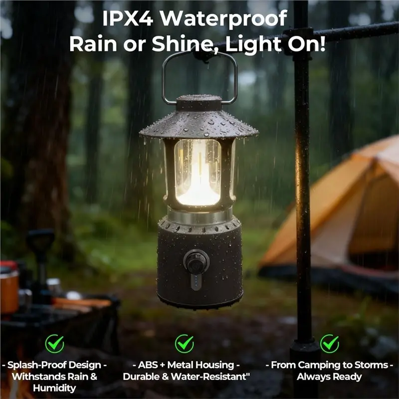 Y17A Waterproof Design 8000Mah Battery Telescopic Camping Lantern Featuring 3 Light Modes