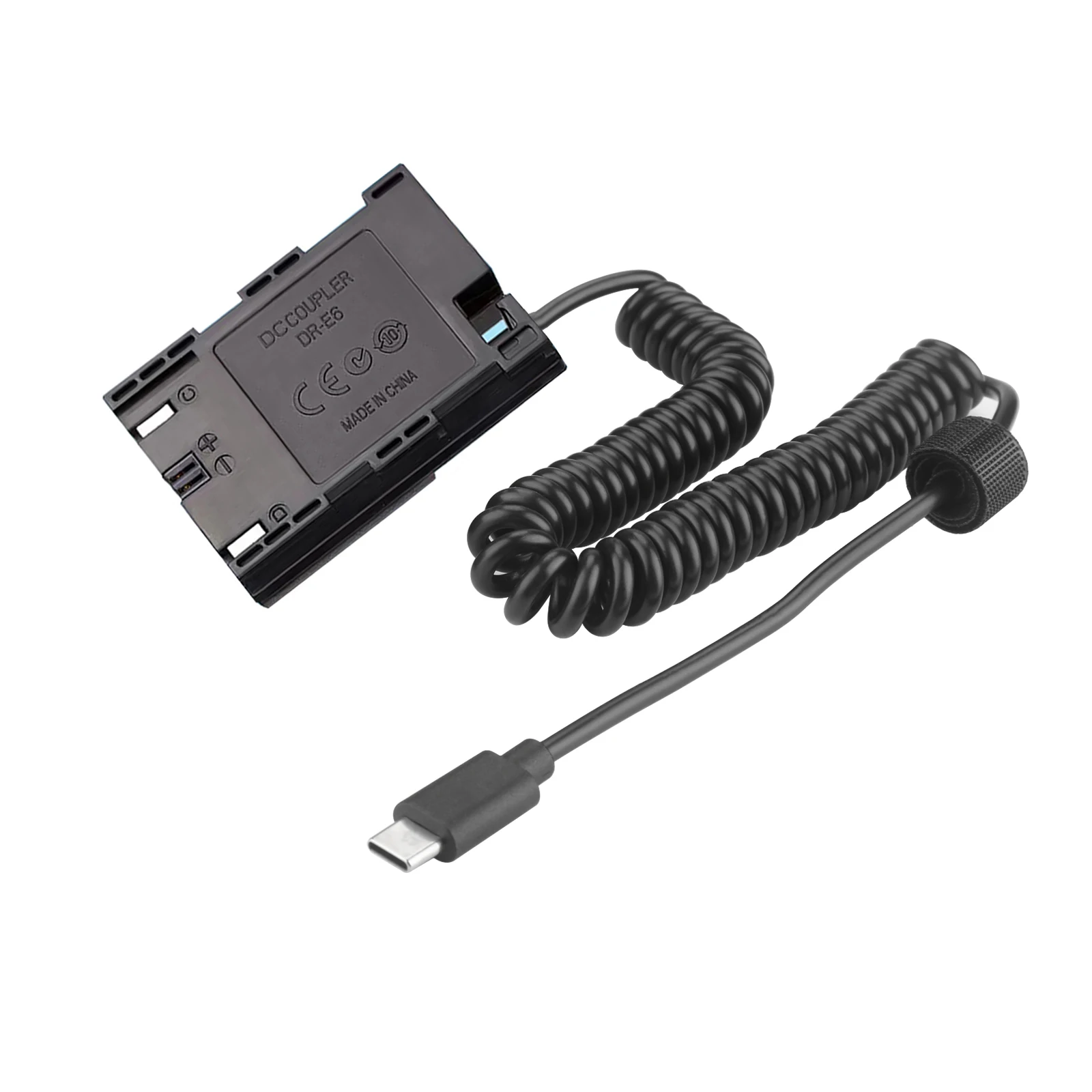 Type-C PD Power Adapter Coiled Cable LP-E6 LP-E6N Dummy Battery for Canon EOS R R5 R6 90D 80D 70D 60D 60Da 7D 6D 5DS 5D Mark II