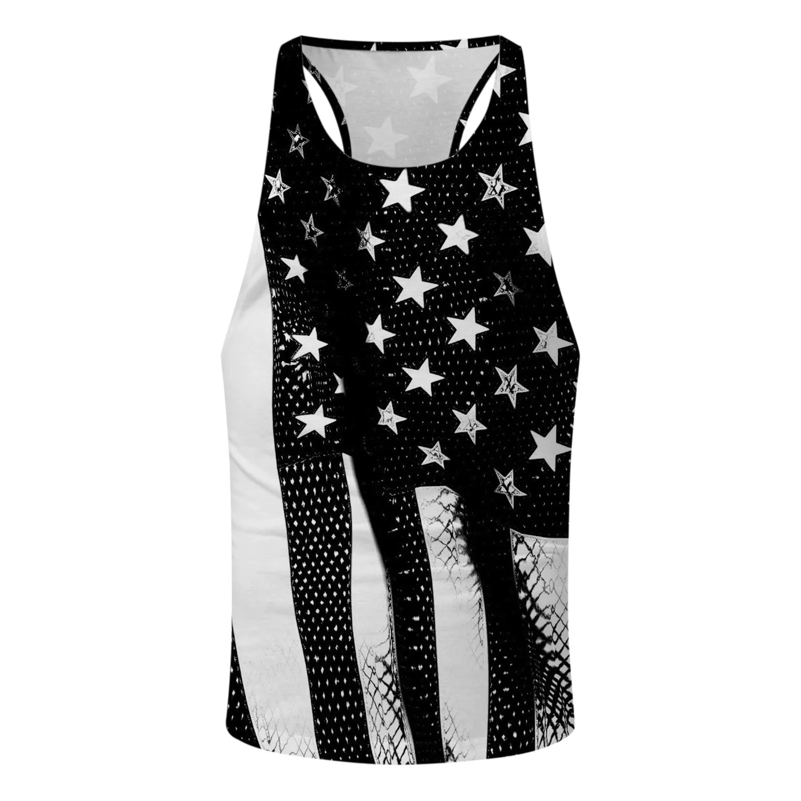 Men Summer Tank Tops Vests Casual Beach O Neck American Flag Printed Sleeveless Tank Tops Bodybuilding Streetwear Vest Blouse