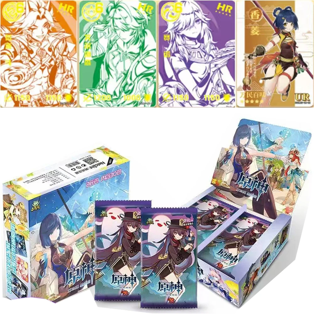 Genshin schlag karten anime spiel tcg sammel paket booster box seltene ssr umliegende kartens ammlung geburtstags geschenke