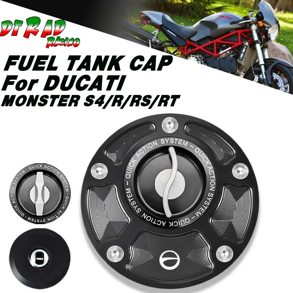 Aluminum Alloy Fuel Tank Cap Racing Quick Release Oil Tank Cover For DUCATI MONSTER S4/R/RS/RT Anti-Theft Keylock Gasoline Plug