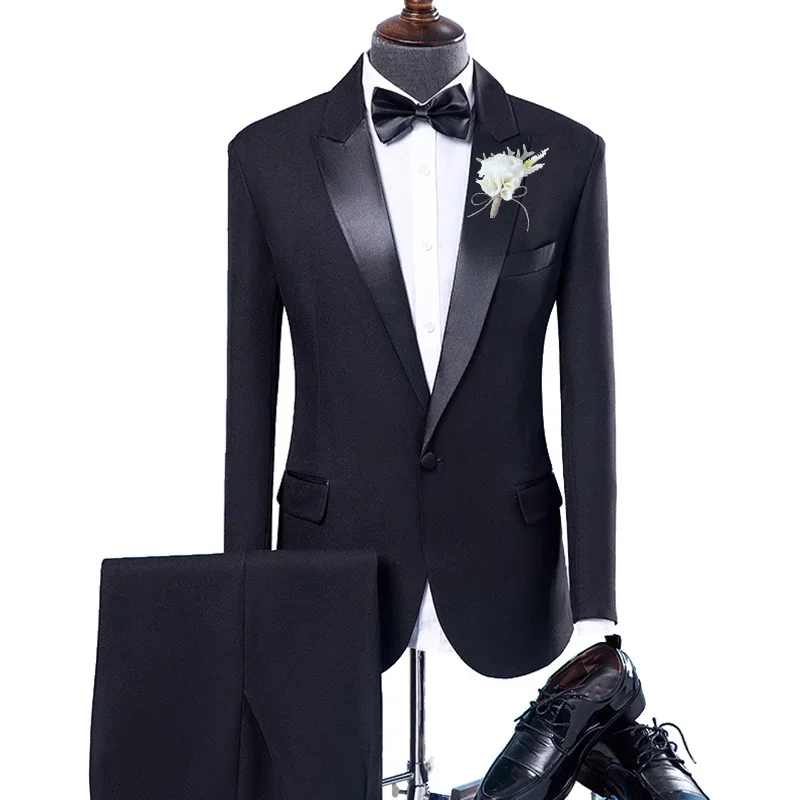 

Custom Black Mens Suits Classic Groom Wedding Suit 2 Pieces Set Formal Prom Dinner Blazer Dress Tuxedo Slim Fit Jacket Pants