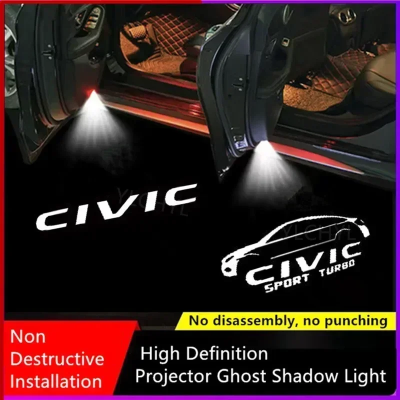 LED Car Door Ghost Shadow Logo Projector Light for Civic 2006 2007 2008 2009 2010 2011 Hybrid 2006-2019 Led Projector Lamp