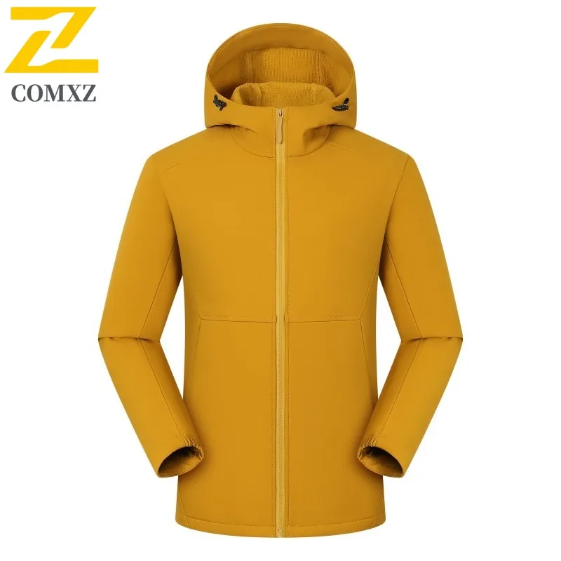 COMXZ الفاخرة مقنعين الرجال سترة 2025 المشي لمسافات طويلة رحلة سميكة معطف دافئ جميع الأغراض ارتداء اليومي ضوء الباردة والدليل على الشتاء ملابس جديدة #3