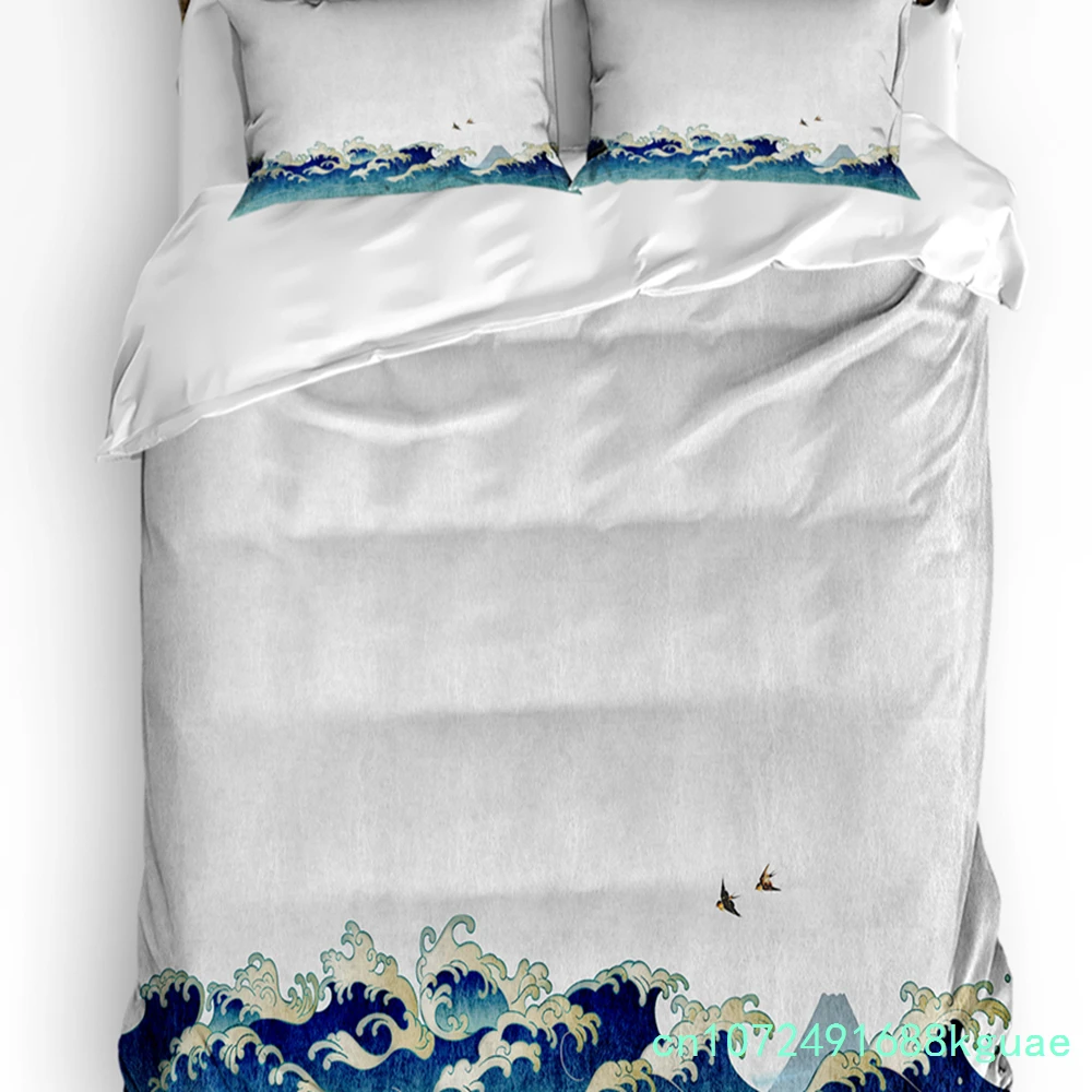Japanese Style Sea Surf Cartoon Illustration Duvet Cover Bed Bedding Set Home Quilt Cover Pillowcases Bedding Set No Sheet