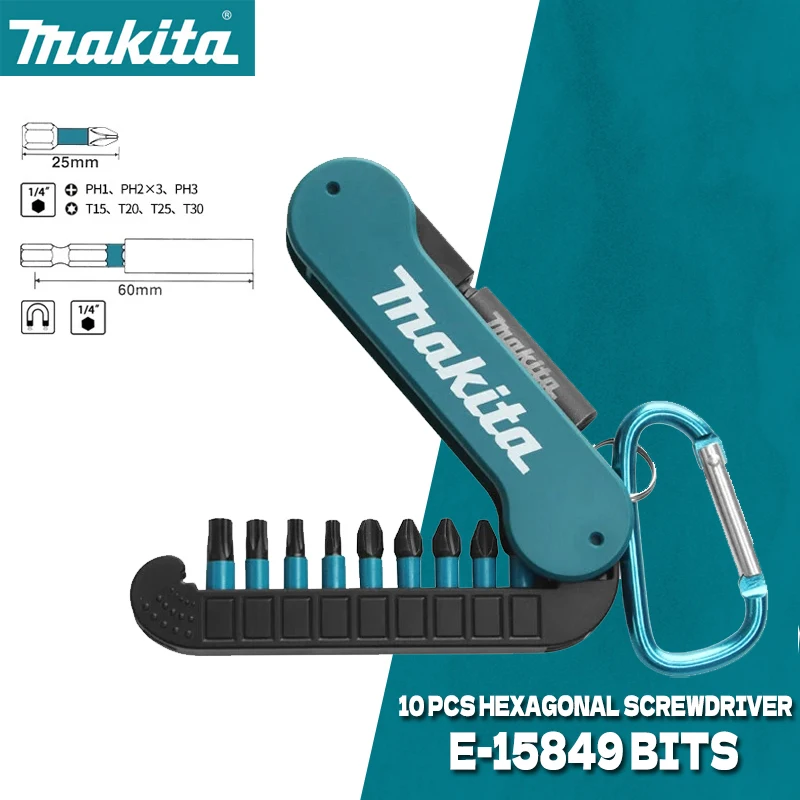 

Набор бит для отвертки Makita, комплект из 10 шестигранных крестовых насадок для электрической отвертки PH1 PH2 PH3 T15 T20 T25 T30