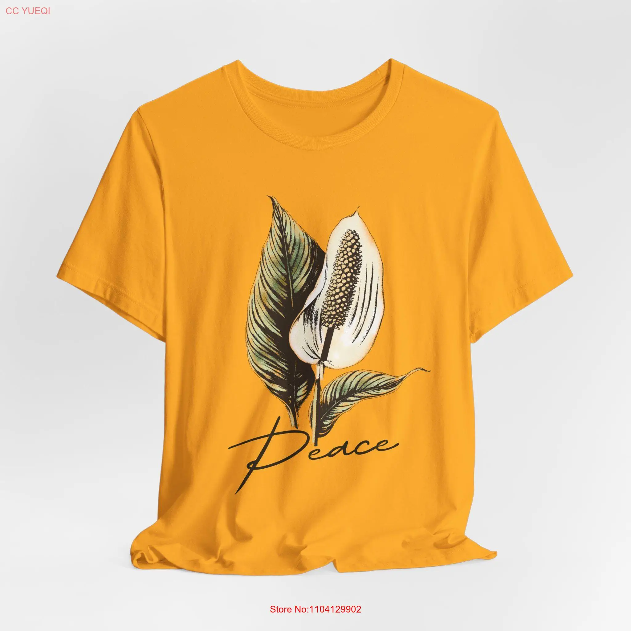 Peace Lilly T Shirt Inspirational Flower Positivity Unique Floral for her Lily long or short sleeves