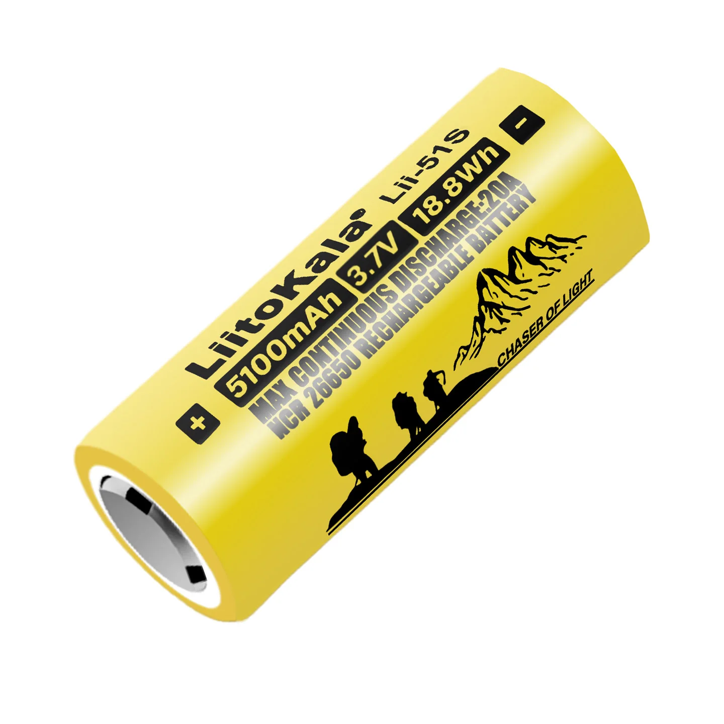 LiitoKala Lii-51S-JT 3.7V 26650 5100mah Bateria recarregável de íon-lítio 26650 de alta capacidade para lanterna led