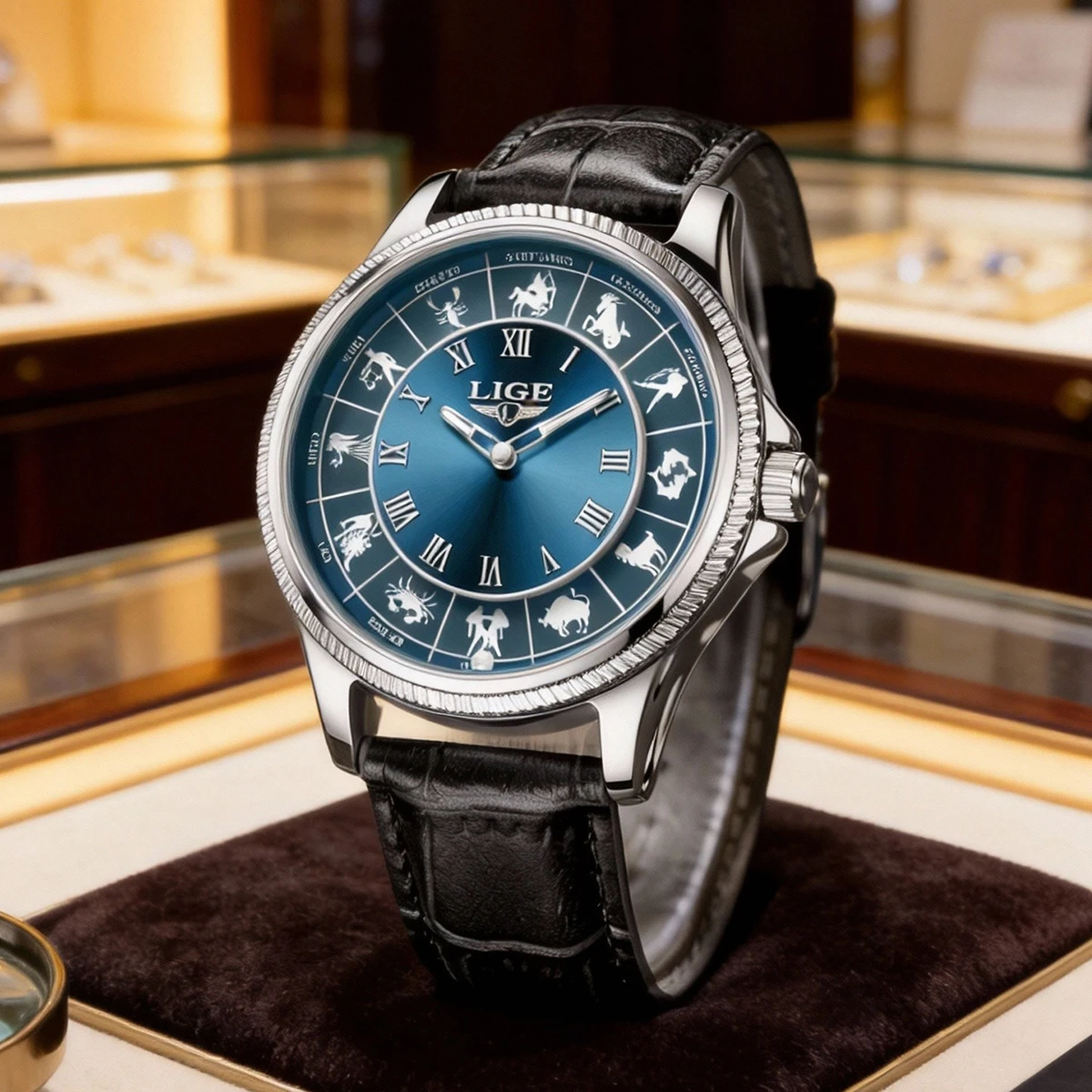 

Новые роскошные золотые часы LIGE для мужчин, модные коричневые кожаные часы с 12 созвездиями, водонепроницаемые часы для мужчин, повседневные светящиеся кварцевые наручные часы
