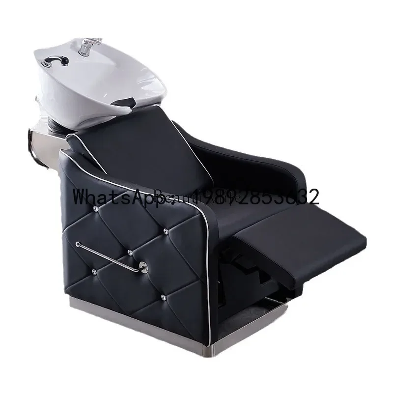 CC 04Shampoo Bed Barber Shop Physiotherapy Ceramic Basin With Drill Semi-reclining Punch Bed