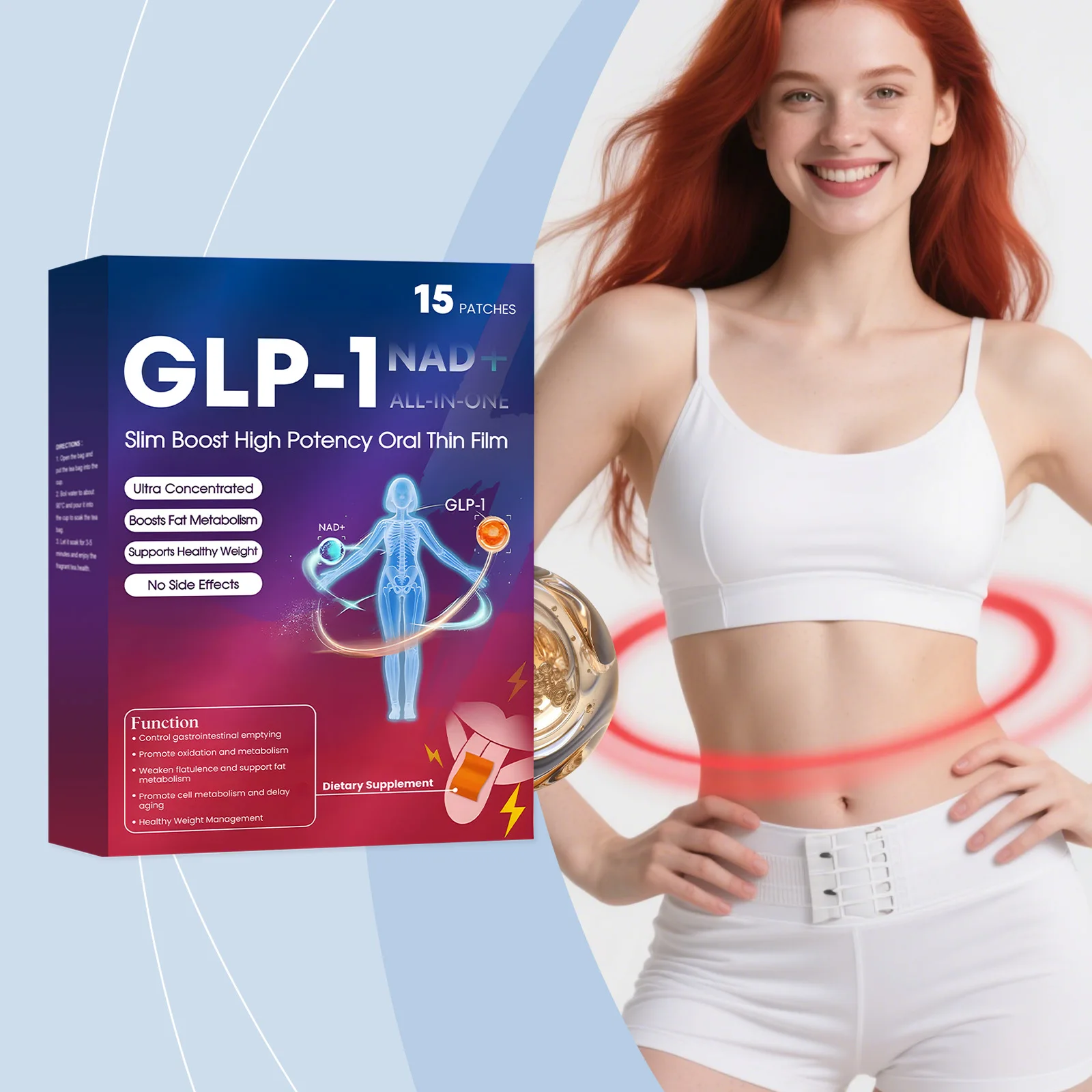 

GLP-1 Weight Loss Oral Strips Diet Supplements Vitality Boost Blood Sugar Heart Health Sleep Improvement Body Shape Management