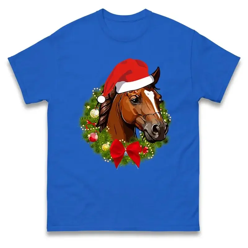 Santa Horse Merry Christmas T Shirt Fun Festive Pet