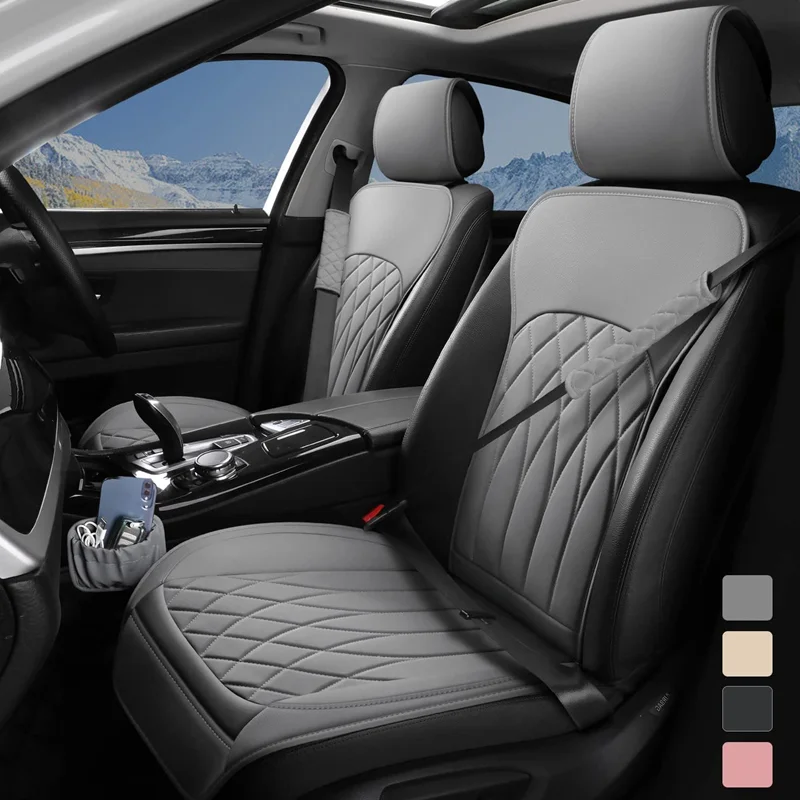 

2-Seats Pu Leather Car Seat Covers Universal Seat Cushion Four Seasons For Volwsagen VW Amarok Golf 4 5 6 7 8 Tiguan ID4 Polo