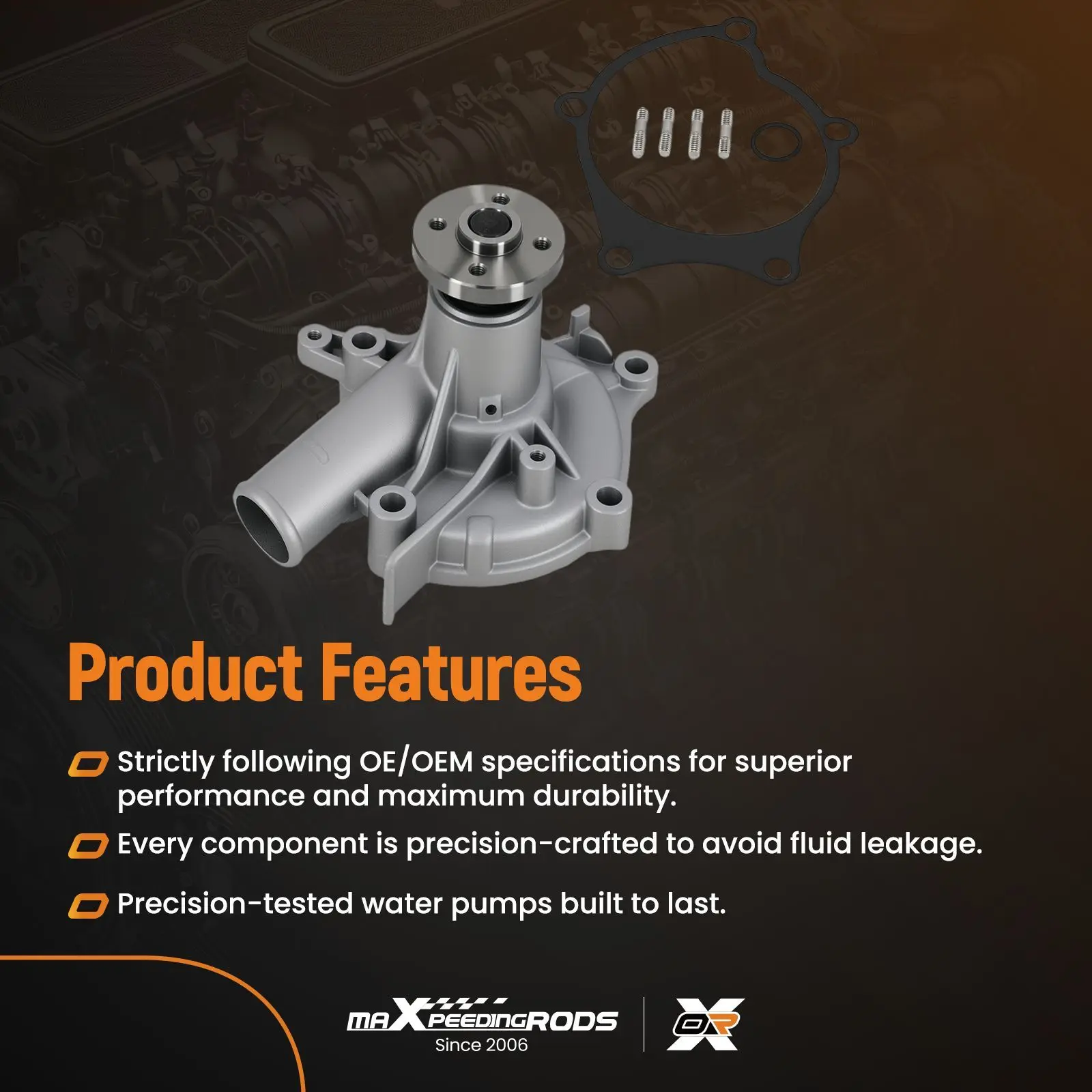 

Engine Water Pump for Mitsubishi 4G63 4G64 2I5807 MD970338 Aluminum Construction