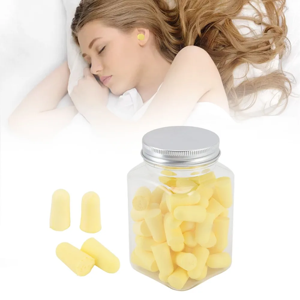 60Pcs Yellow, Blue 60Pcs Slow Rebound Foam Ear Plugs 25 x 13mm Slow Rebound Sponge Washable Noise Reduction Earplugs