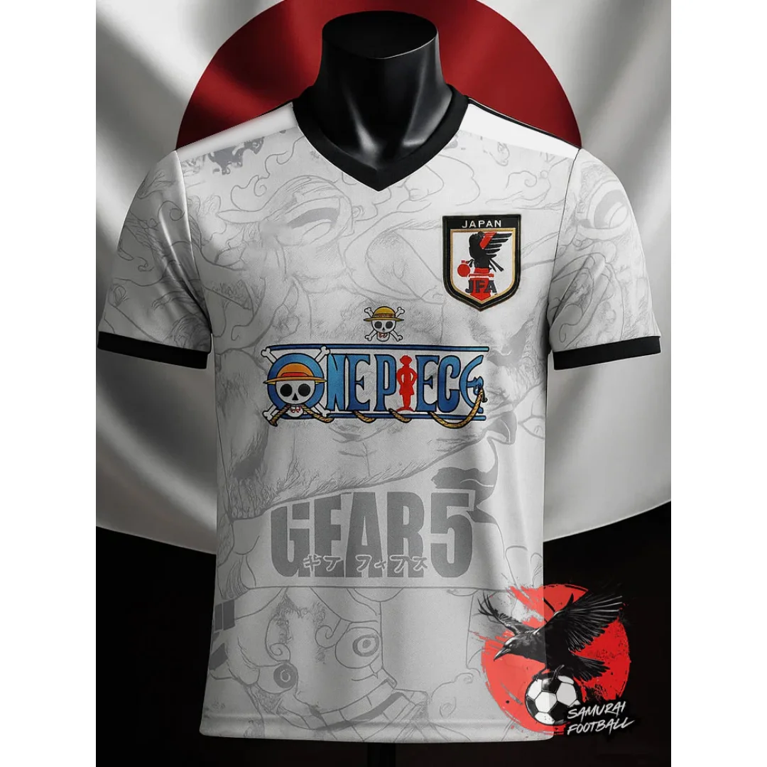 Camiseta Deportiva de Fútbol Maillot Du Japon X One Piece Luffy Gear 5, Primavera, para Hombre, Niño y Mujer, Estilo Y2K