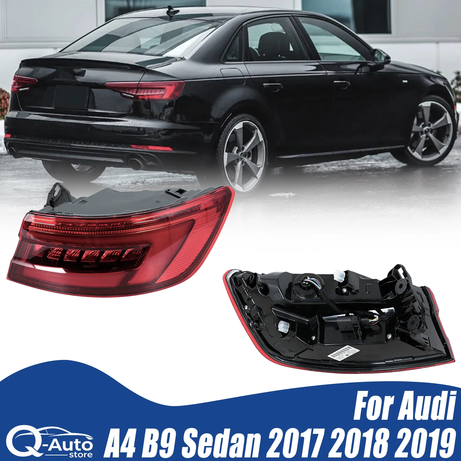 LED version Car Rear tail light replacement cover For Audi A4 B9 Sedan 2017 2018 2019 without bulb Brake Lamp