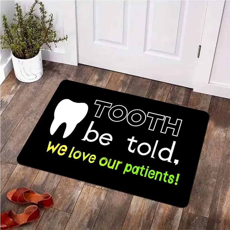 Funny Tooth Be Told Print Doormat Dental Office Themed Non Slip Floor Mat for Home Entryway