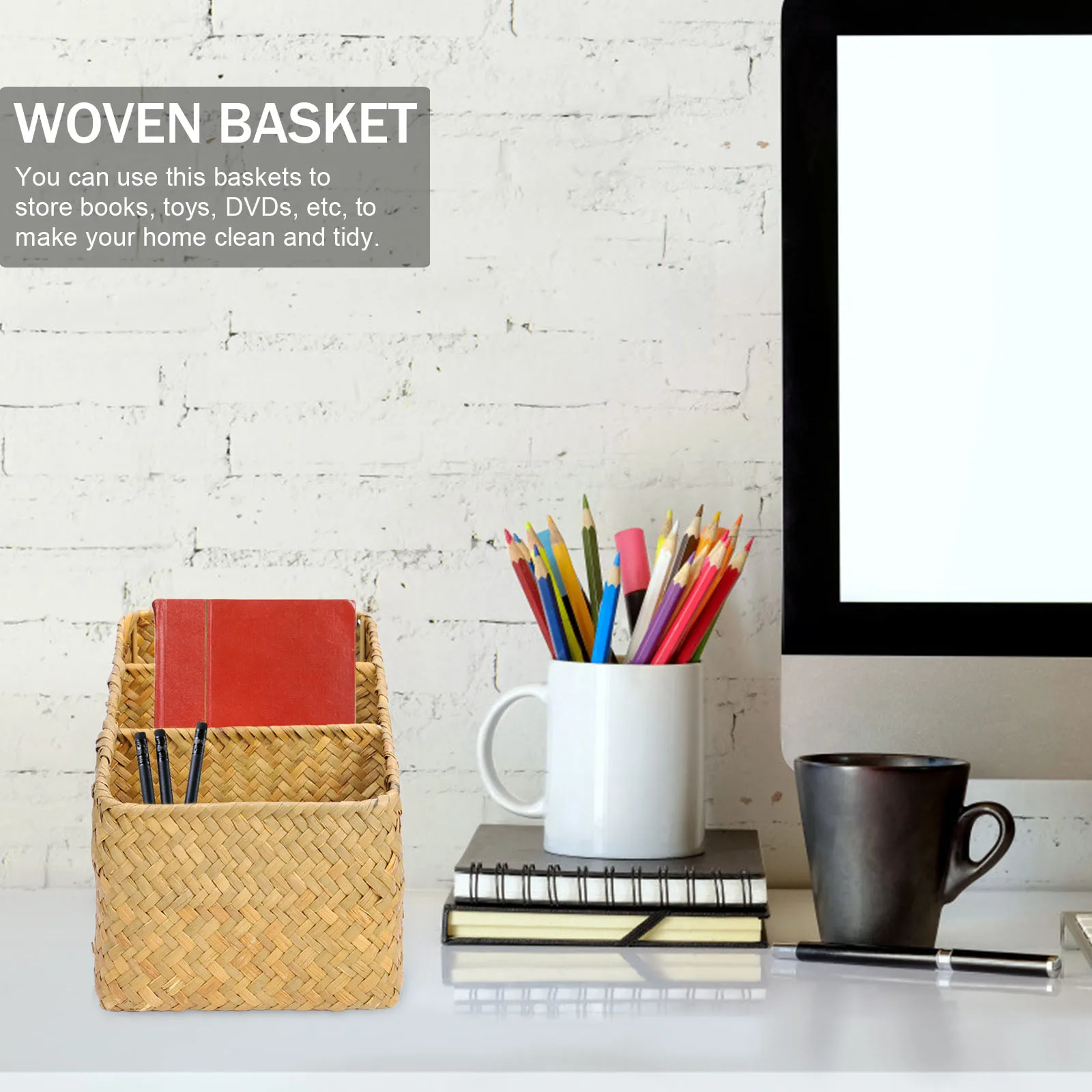 

Bamboo Basket Handmade Woven Organizer Desktop Container For Home Decor Practical Storage Case Multi-Functional Woven