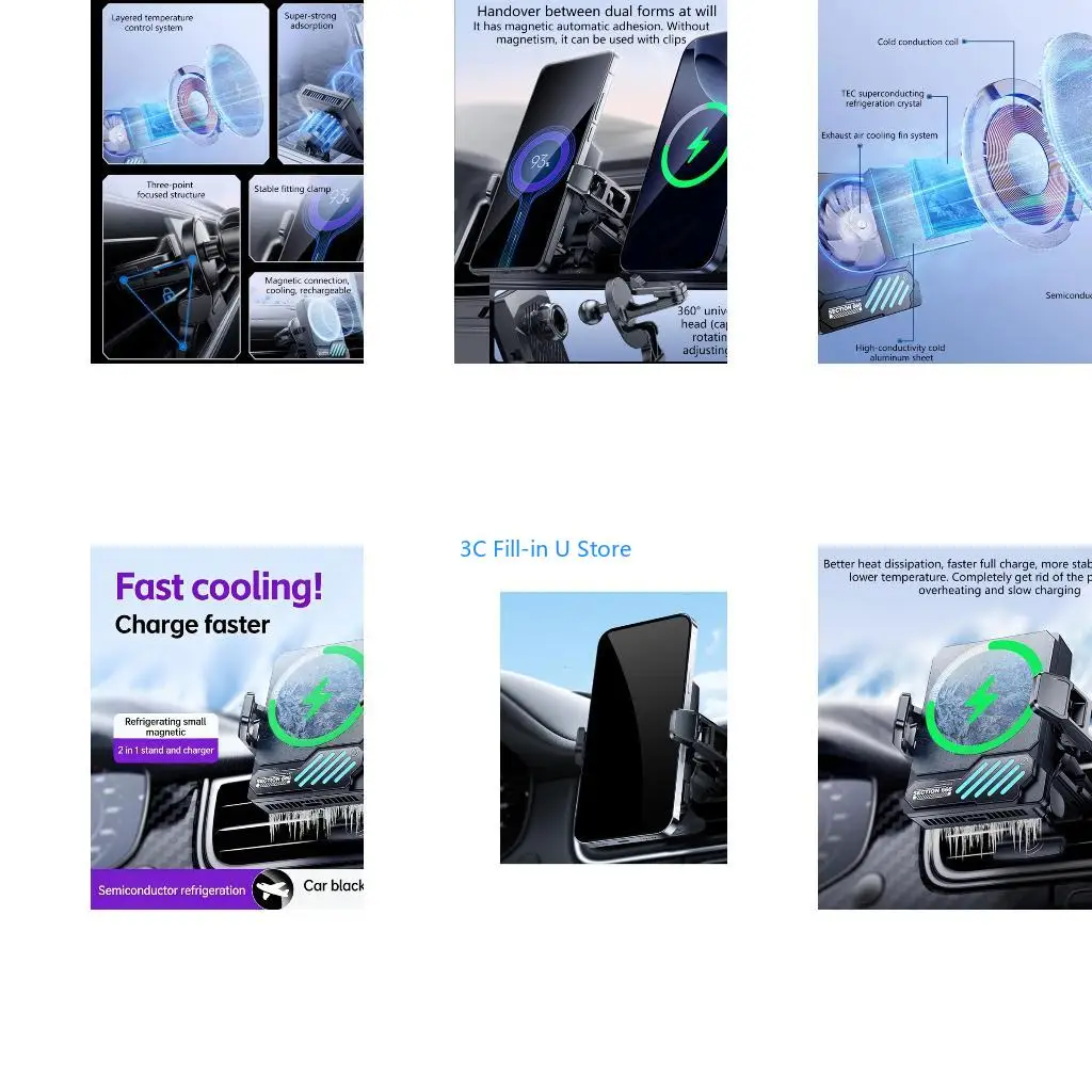 G8TA Car Phone Holder with Wireless Charging & Rapid Cooling Function Semiconductor Cooling Phone Stand for Vehicle