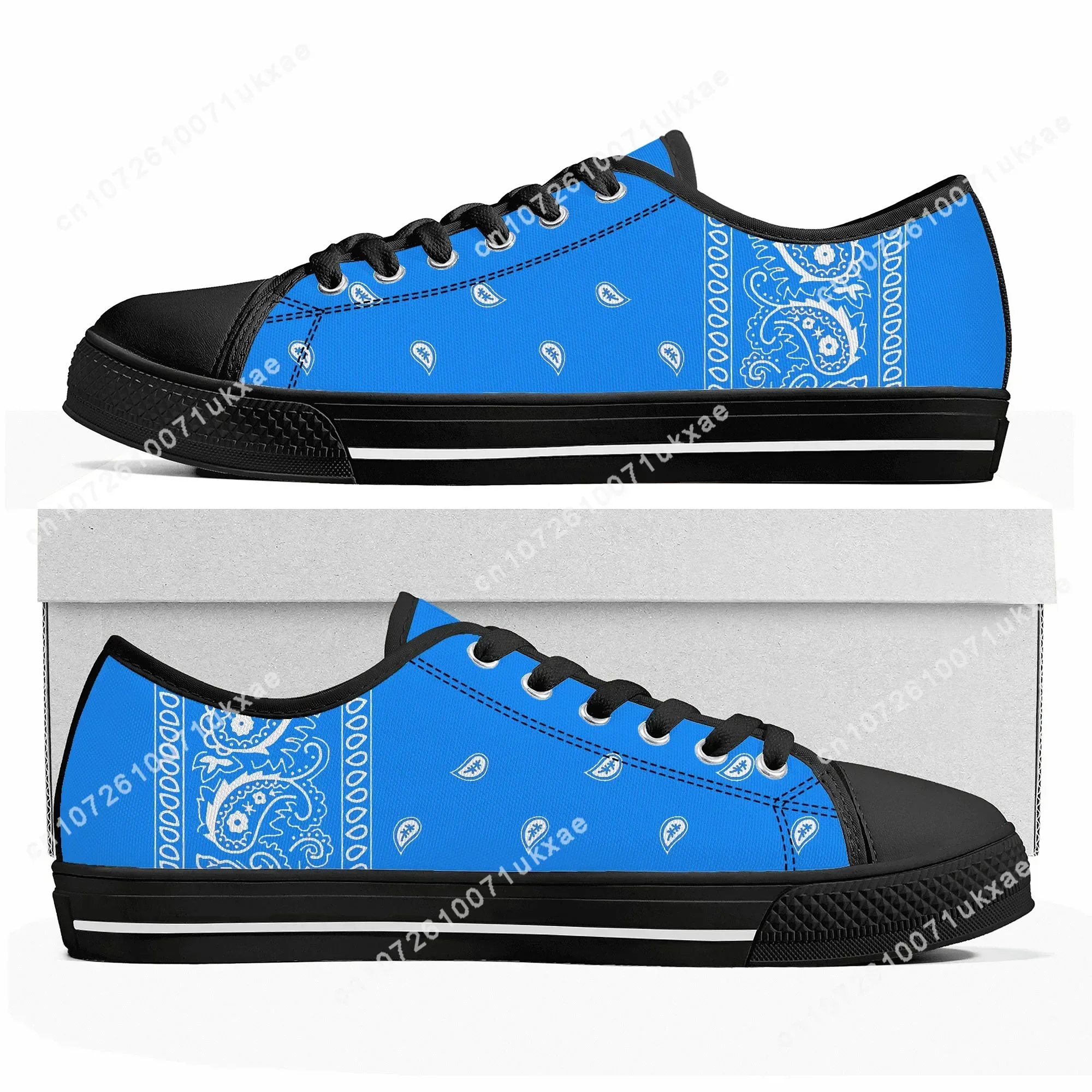 Bandana Paisley Low Top Sneakers Mens Womens Teenager Black White Red Blue Canvas Sneaker couple Casual Shoes Customize DIY Shoe