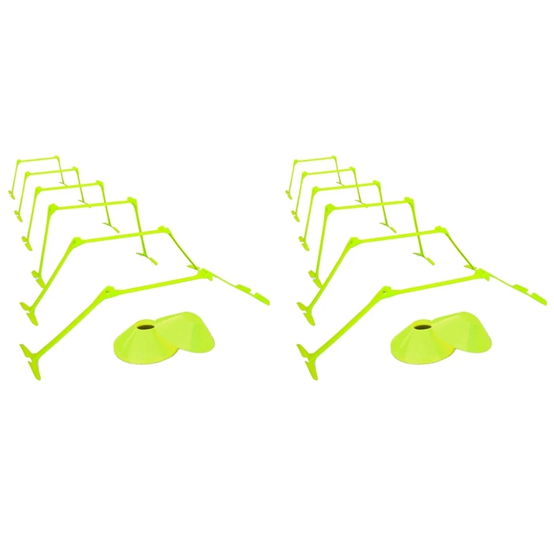 

2 Set Adjustable Hurdles And Cone Set Agility Hurdles Disc Cones For Soccer Sports Plyometric Speed Training