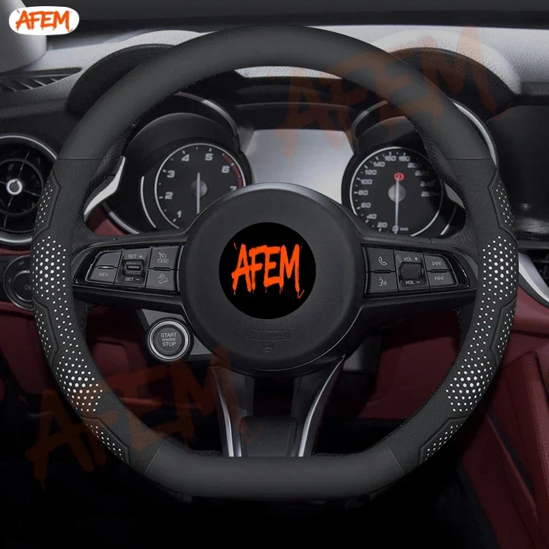 Car Carbon Fiber Suede Leather Anti-Slip Steering Wheel Cover For Alfa Romeo Giulia Tonale Stelvio Giulietta Mito Milano Gloria