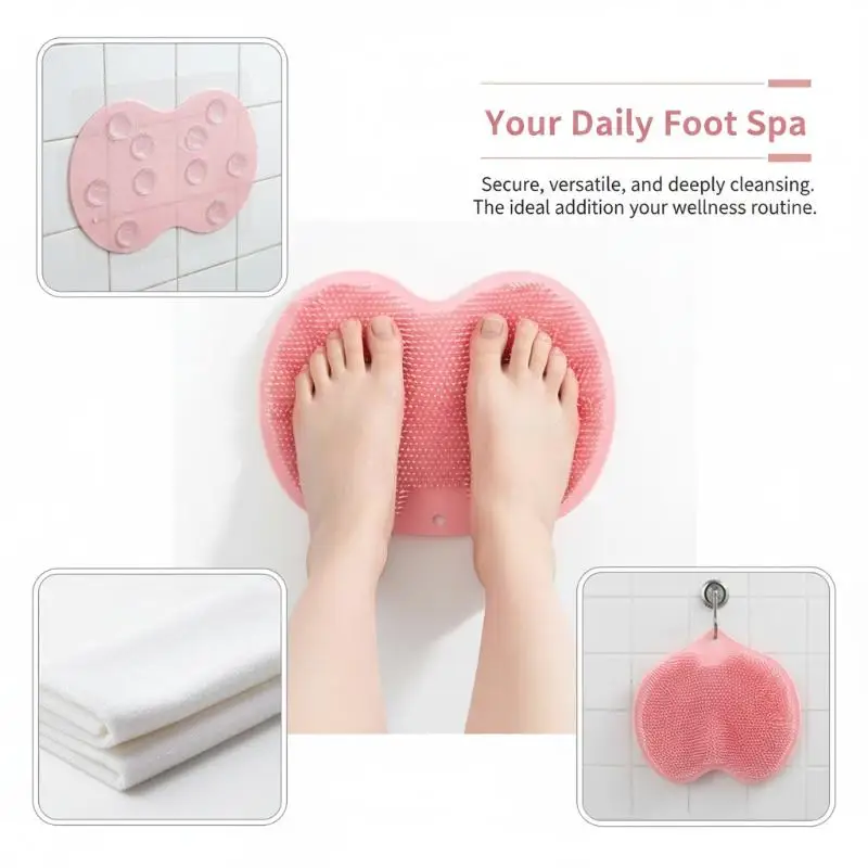 Shower Foot Scrubber Mat Back Washer Exfoliating Bath Wash Pad Wall Mounted Slip Suction Cups For Use In Cleaner Men And Women