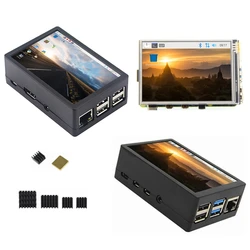 Nieuwe 3,5 inch TFT LCD-scherm touchscreen + ABS Case + koellichaam voor Raspberry Pi 5 4B 3B + 3B