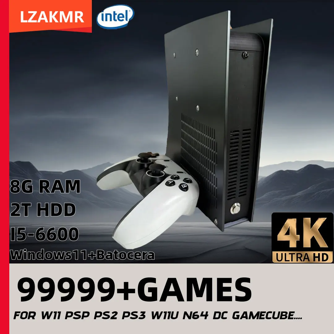 

New I3-8100 Dual System AC1 Retro Game Box 99999+GAME Win11 and Batocera Game System 2TB For PS2 PS3 WIIU WII SS GAMECUBE Intel