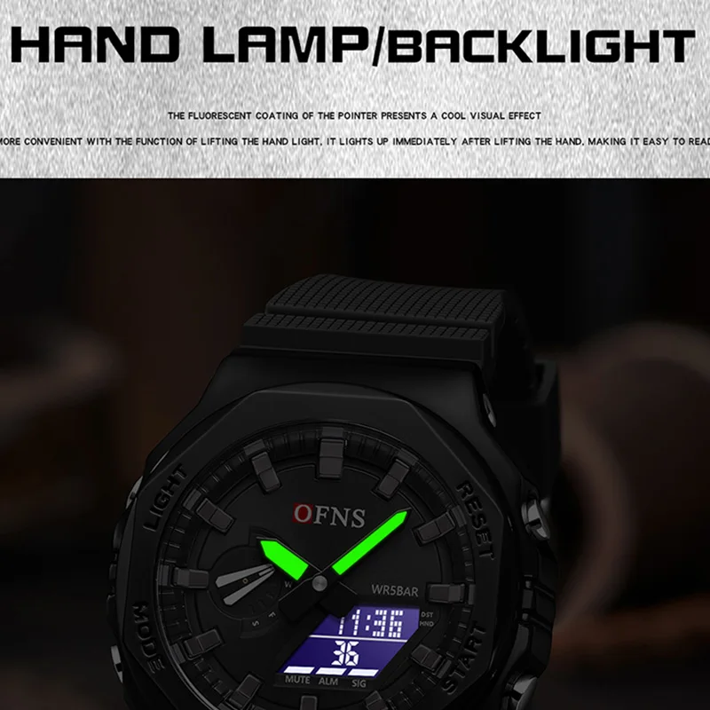 OFNS Top Brand G Style Digital Watches Men Chronograph Sports Clock Date Week Waterproof Countdown Analog Quartz Men Wristwatch