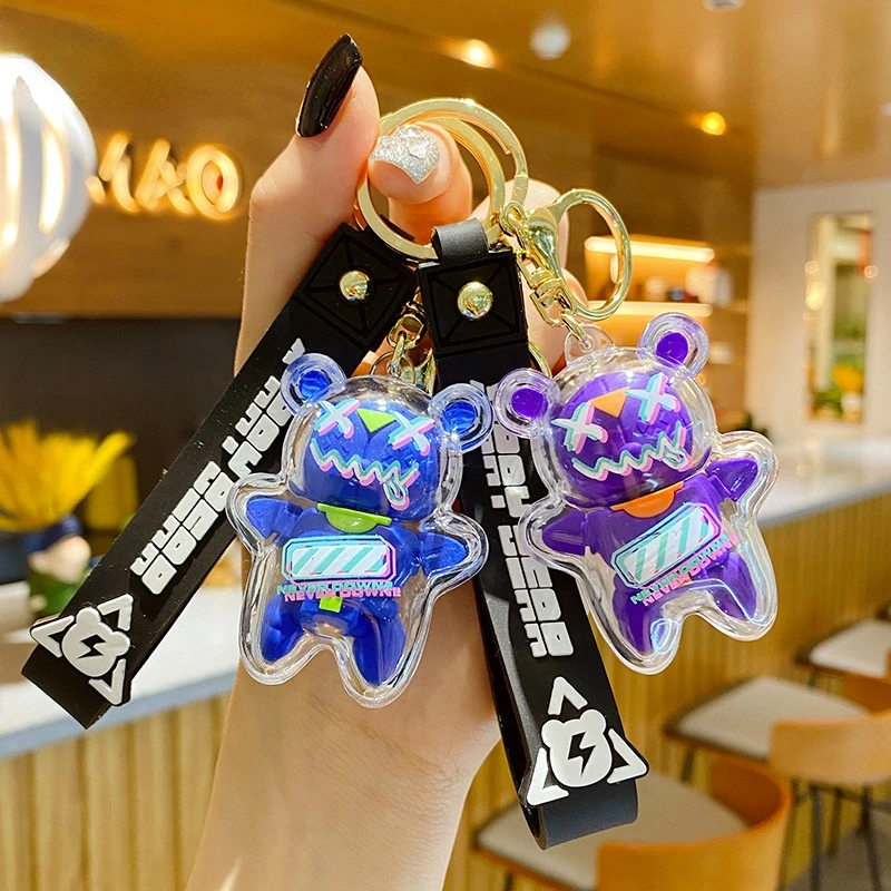 

Cartoon Creative Acrylic Cool Battery Silicone Bear Key Chain Doll Personality Car Key Chain Lovely Bag Hanging Ornaments