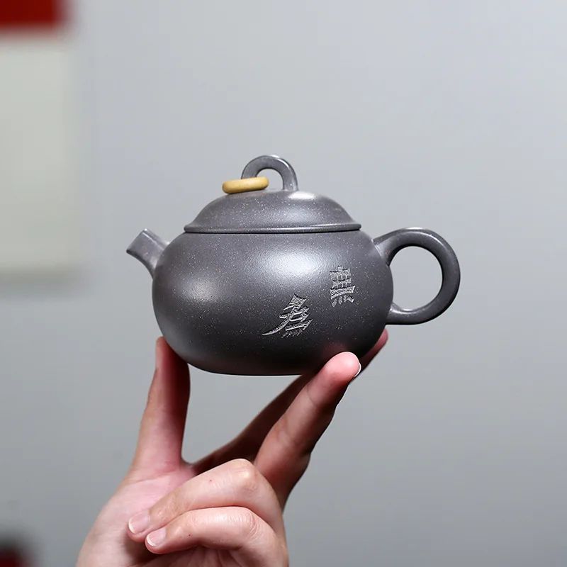 High Quality Yixing Purple Clay Teapot Tea Set Ore Green Gray Segment Mud Handmade Jade Ring Pot Household Kung Fu