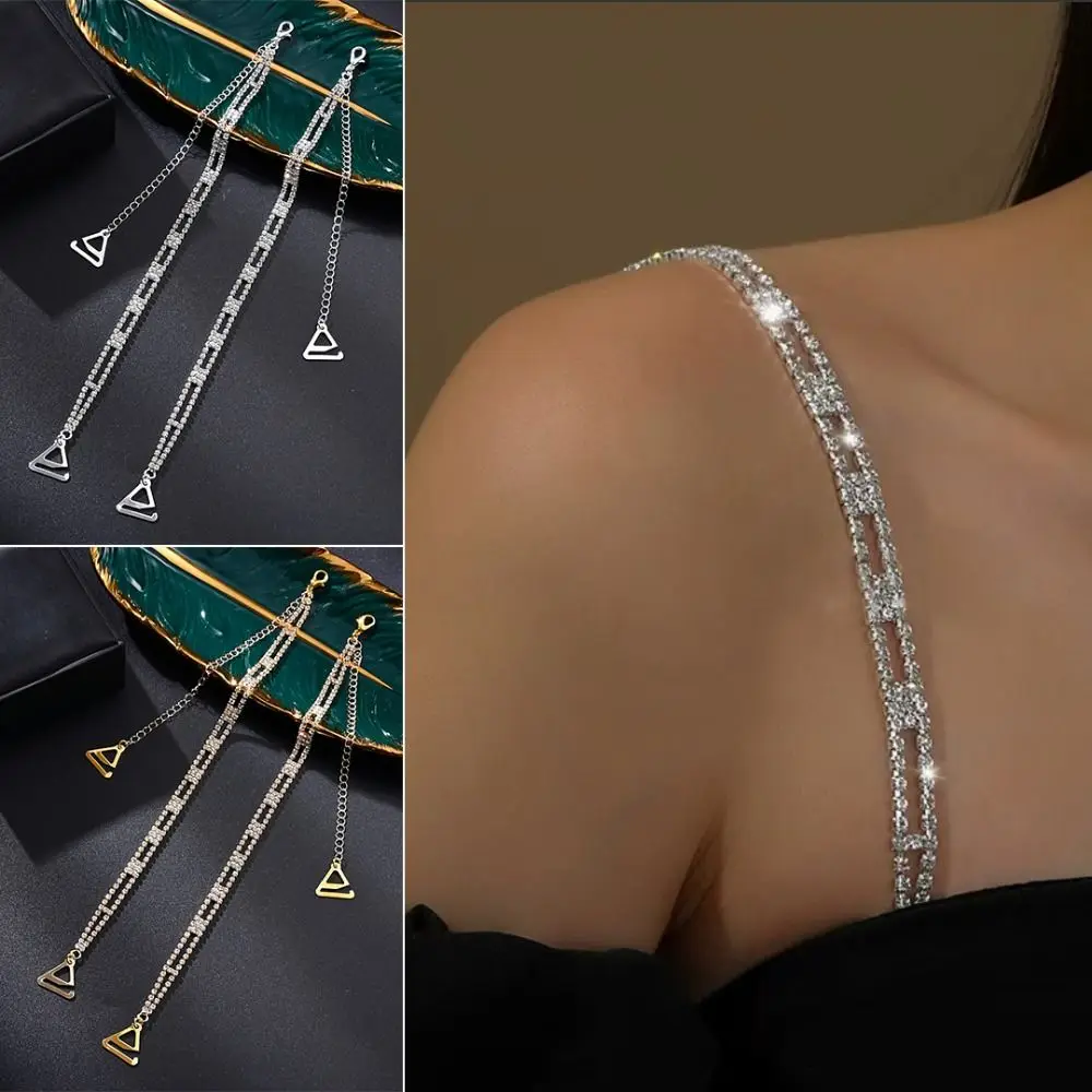 Tirantes de sujetador antideslizantes con diamantes de imitación, ropa interior Sexy extraíble con hombros descubiertos, correa para el hombro, decorativa ajustable