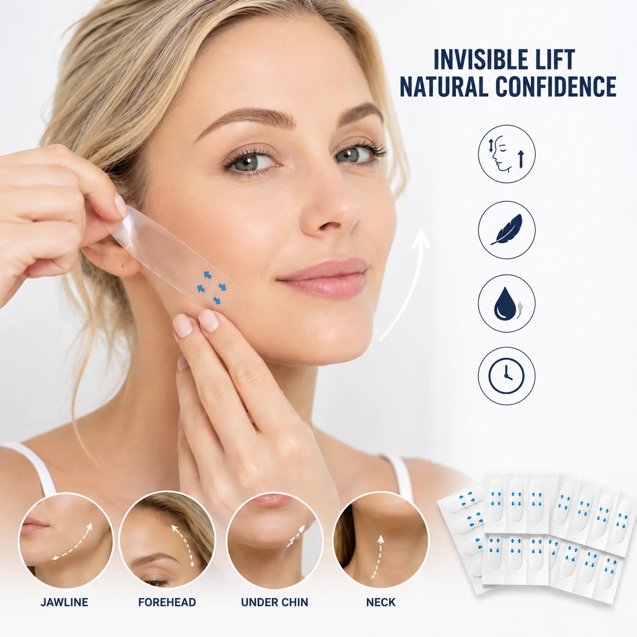 120pcs Face Lifting Adhesive Strips Quick Skin Tightening Wrinkle Reduction V-Shape Cheek Lift Invisible Fine Facial Line Strips