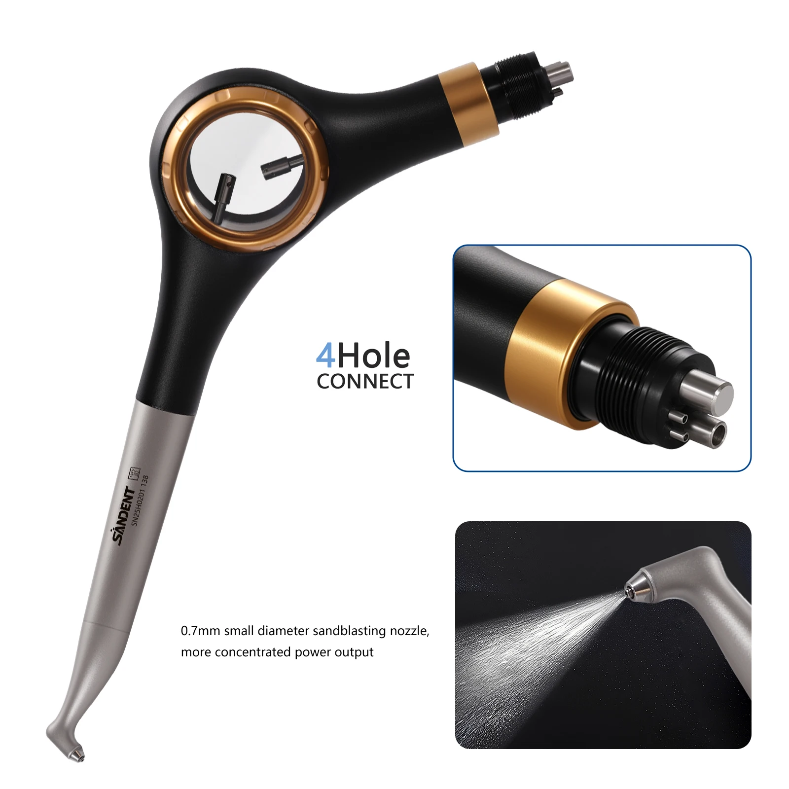 

Dental Air Polisher Flow Teeth Polishing Handpiece Hygiene Prophy 4 Hole Jet Cleaning Supragingival/Subgingival Teeth Whitening