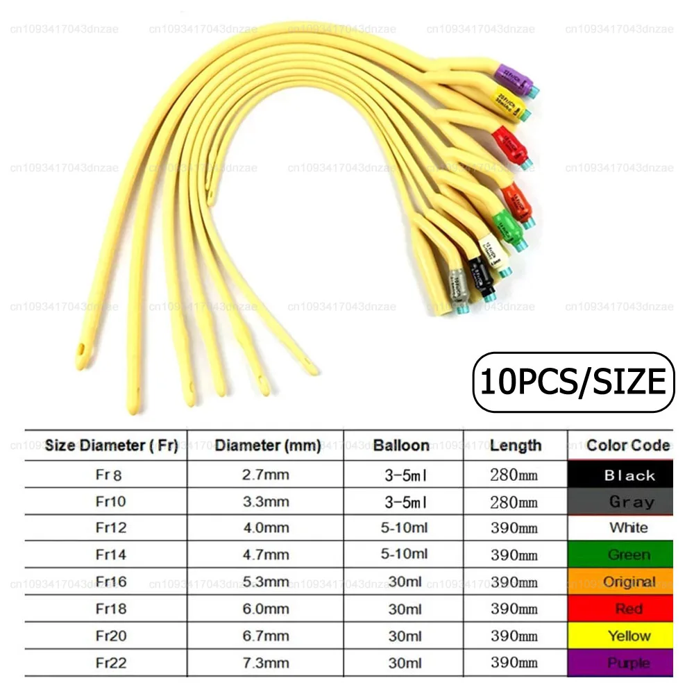 

10Pcs/pack Disposable Sterile Male Urinary Foley Catheter, 2-Way, Latex Equipped with Soft Valve & Skin Suture Surgical Mold