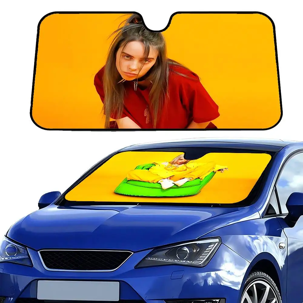 

B-Billie E-Eilish Car Solar Protection Heated Windshield Sunshade Car Window Windscreen Cover Sun Shade Auto Sun Visor