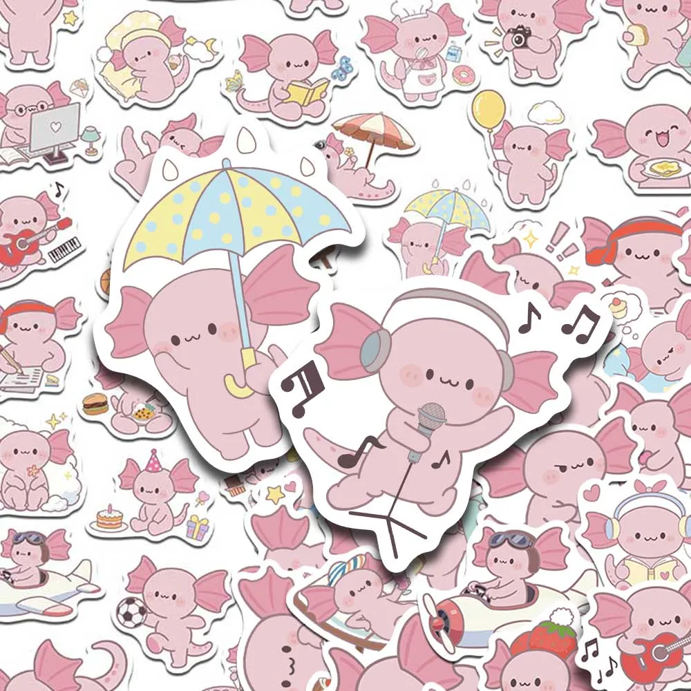

50pcs Cartoon Salamander Stickers Decals For Phone Scrapbook Suitcase Skateboard Helmet DIY Aesthetic Waterproof Stickers