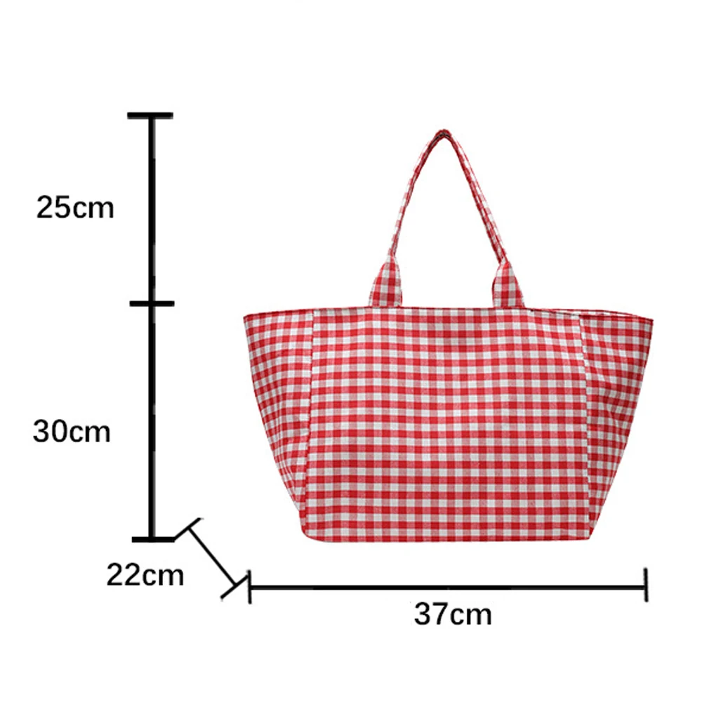 Schlichte, karierte Damen-Handtasche, große Kapazität und vielseitige Aufbewahrungsmöglichkeiten, ideal für Einkäufe, Strandbesuche, den täglichen Gebrauch und den Weg zur Arbeit. – Detail 4